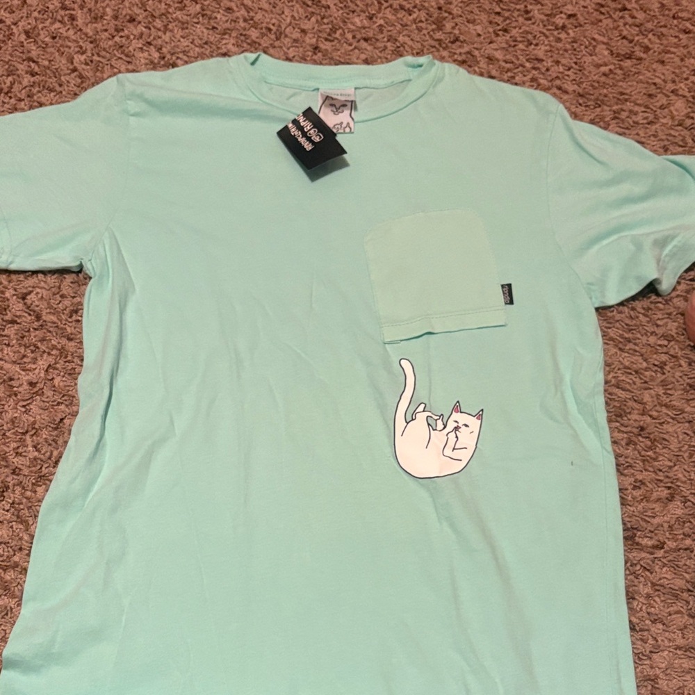 Ripndip Light Green Tee with Cat Graphic